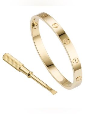 Gold Screw Motif Bangle Bracelet with Screwdriver Love Bracelet